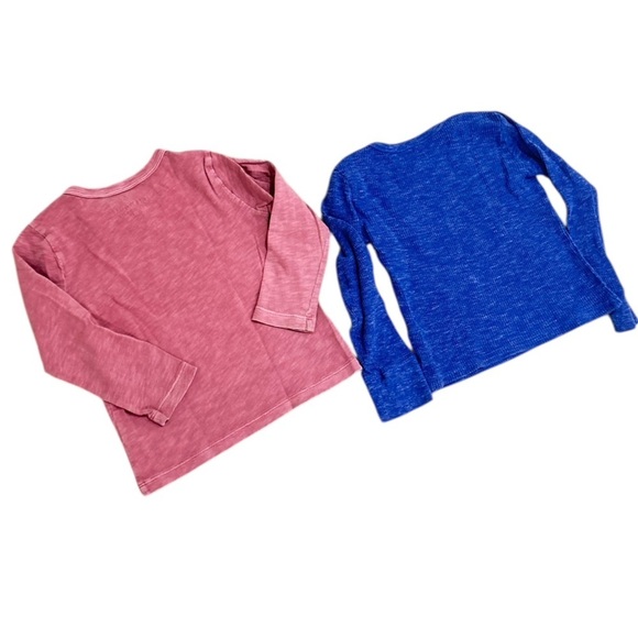 Crewcuts pair of long sleeve tees Henley blue & dusty red size xxs (2-3)boys - Picture 2 of 6